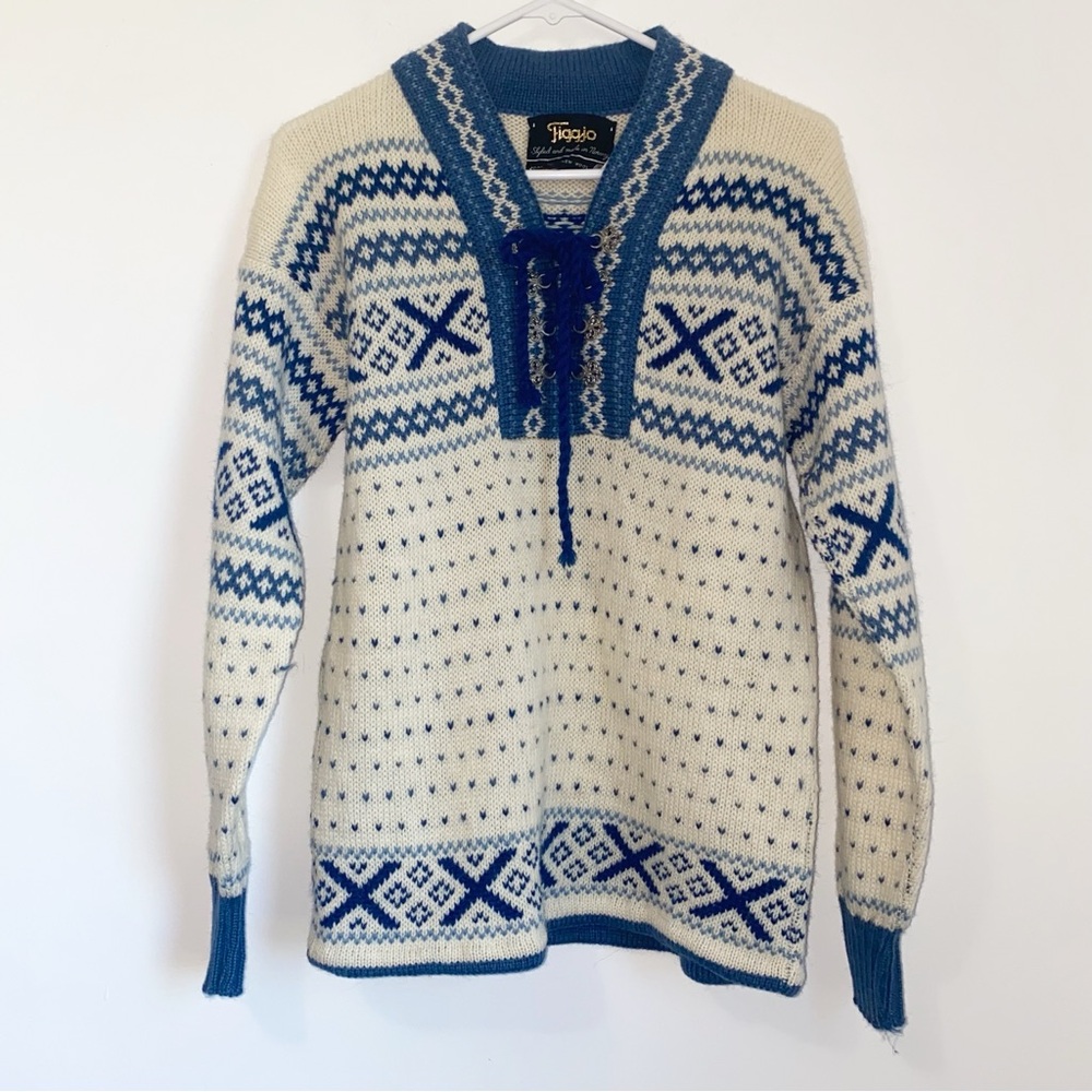 Vintage Figgjo Wool Fair Isle Sweater Nordic Made in Norway